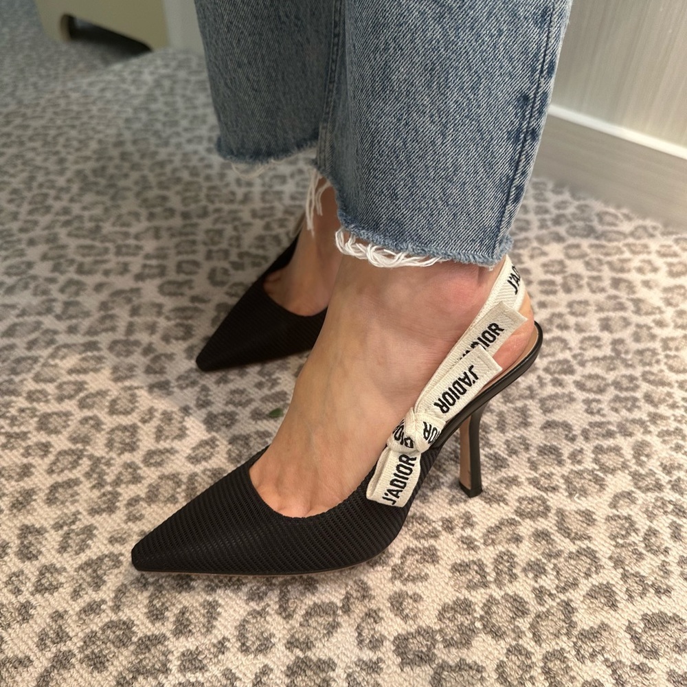 Dior Black J'Adior Slingback Pointed Toe Heels